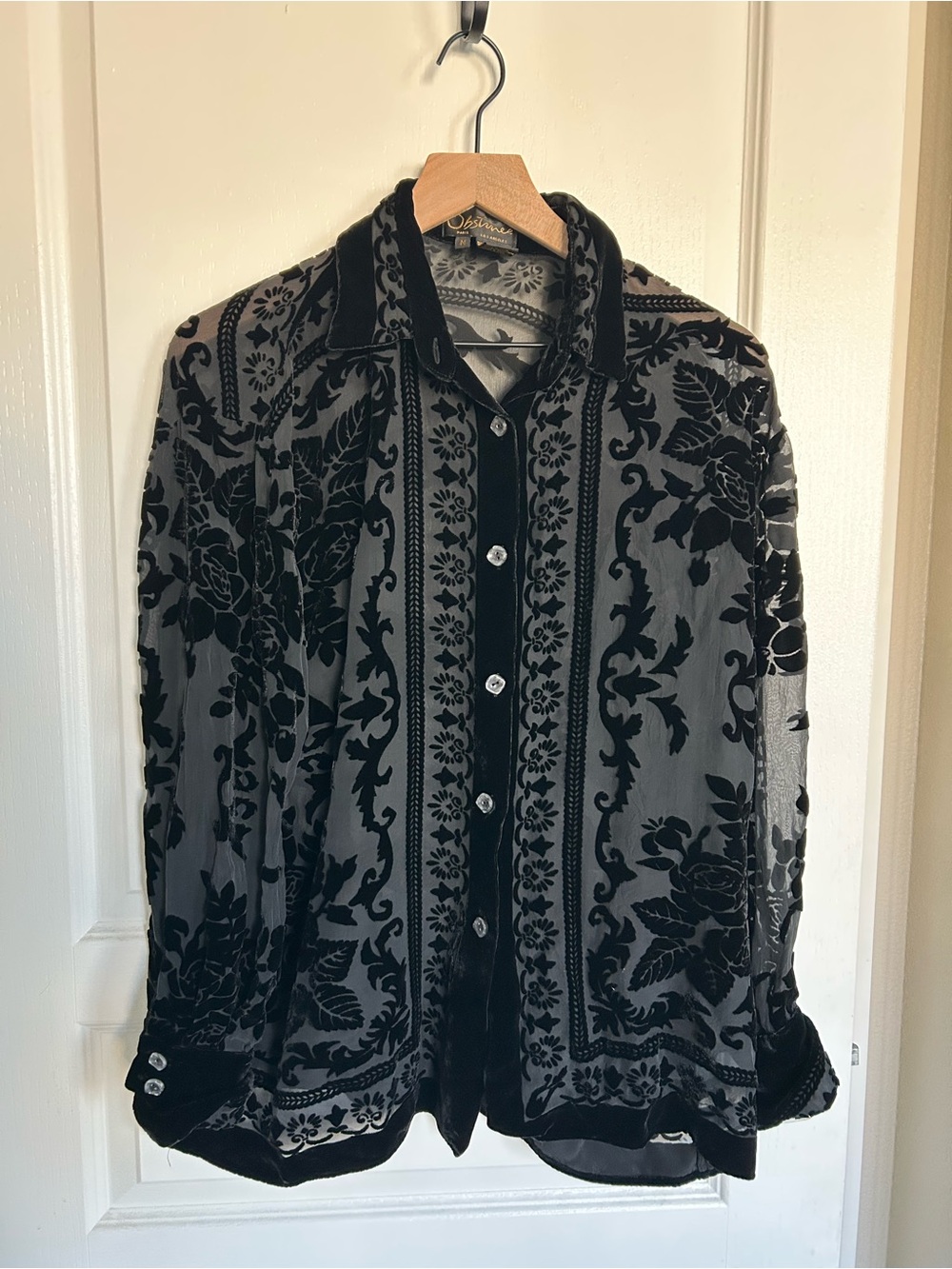 Obstinée Paris/Los Angeles vintage Velvet Burnout Floral Button-Up Shirt